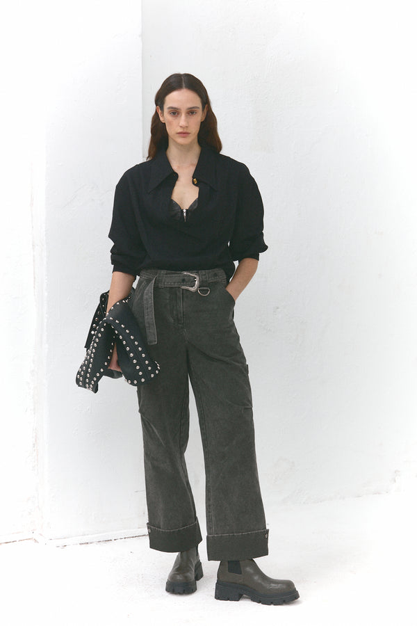 Judith-Pantalon large à ourlet marqué